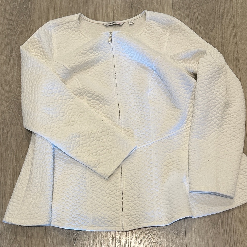 Plus Size White Quilted Women's Peplum Top